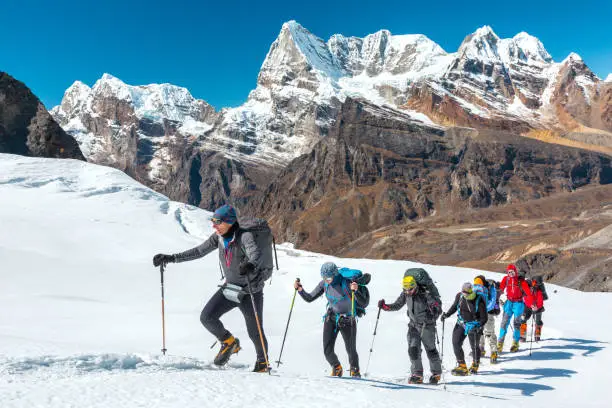 Group trekking the ridge