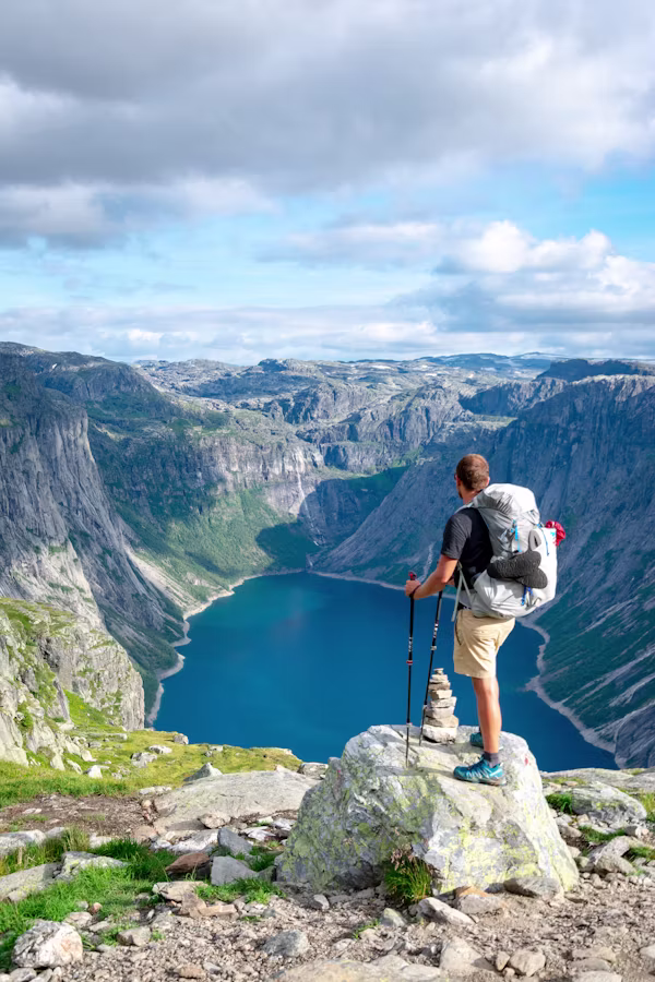 Hiker overlooking the bay