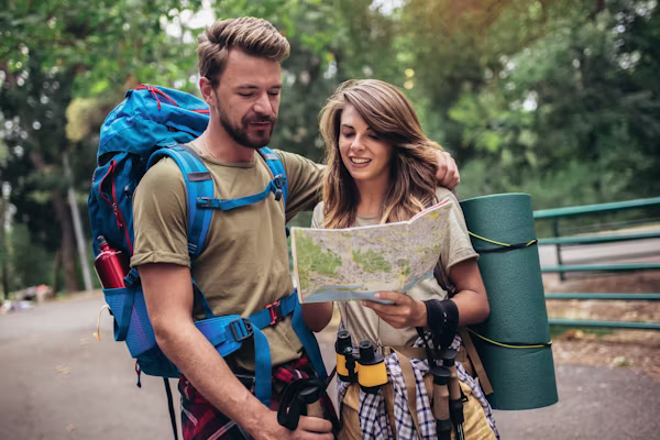 Couple reading a map