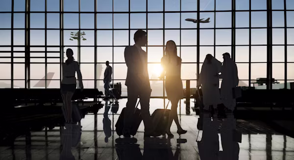 Travelers in the terminal